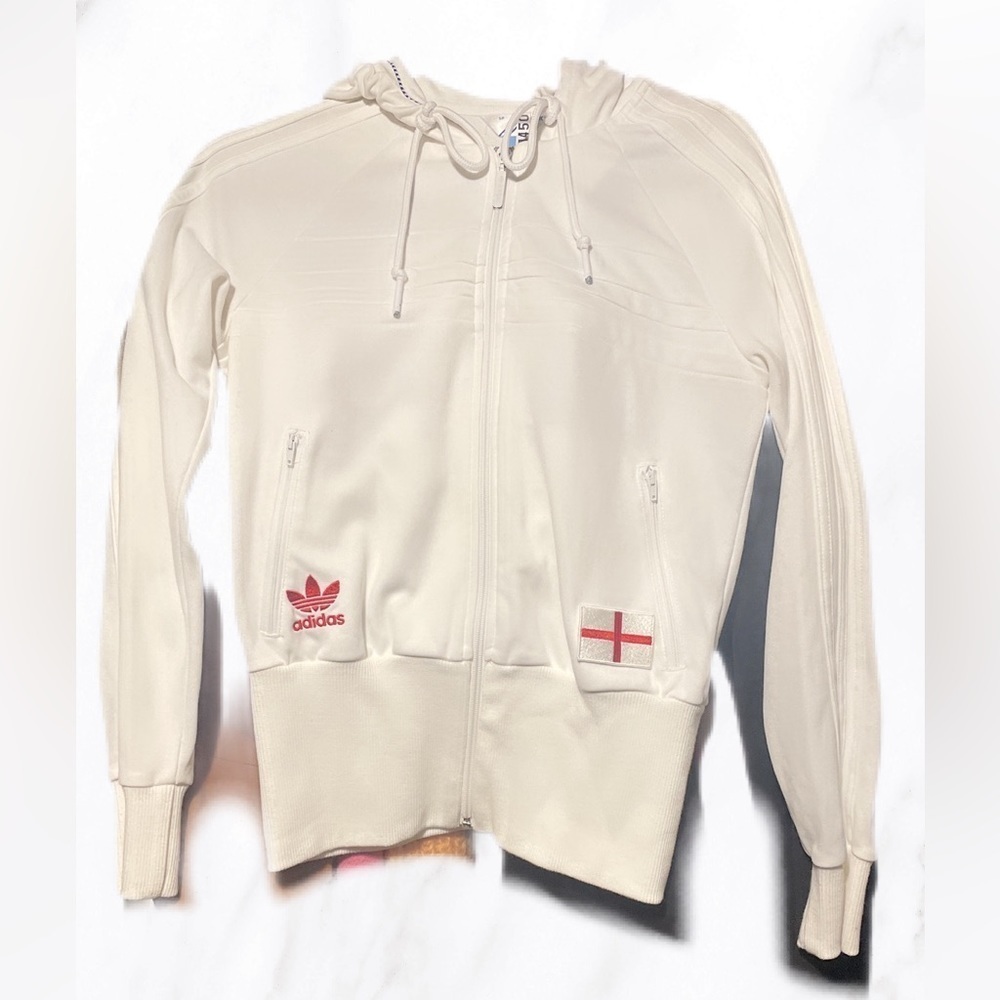 Vintage Adidas “England“ trefoil casual athletic white red track jacket  S